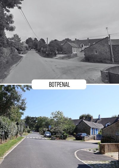 Photographie "avant - après" présentant les travaux d&#x27;effacement de Saint-Gildas-de-Rhuys